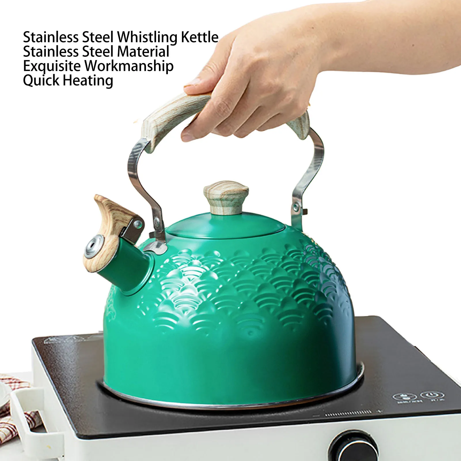 2.5 Liter Whistling Tea Kettle - Modern Stainless Steel Whistling Tea Pot for Stovetop Hot Water Boiler with Cool Grip Handle