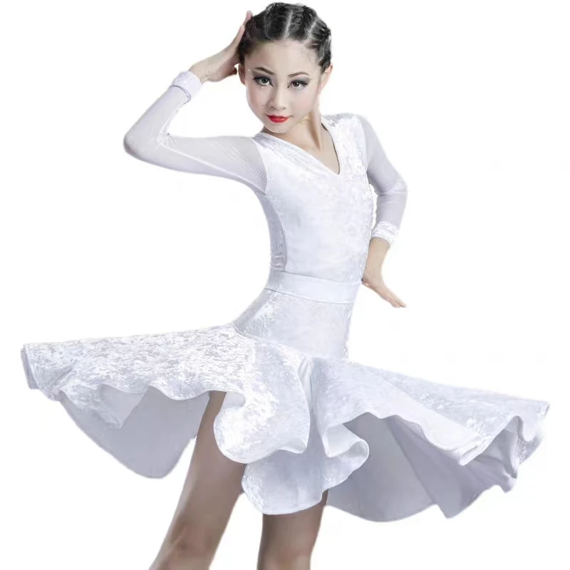 Vestido de dança latina para mulheres e crianças, exame profissional, vestido de dança, outono e inverno, novo estilo