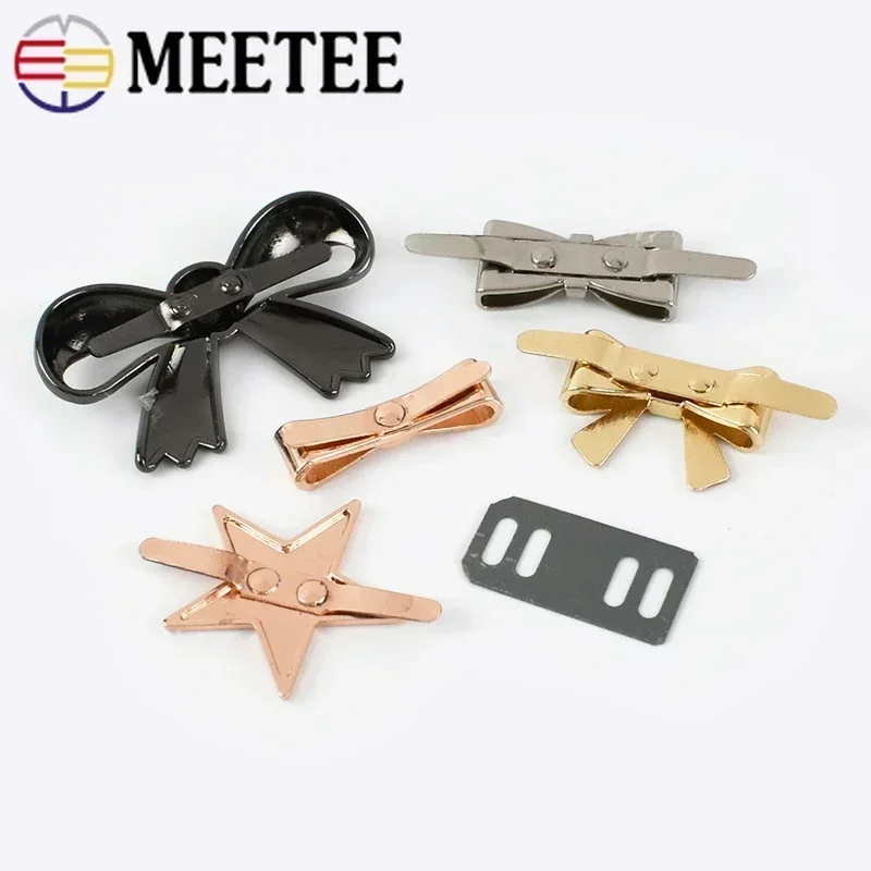 10/20Pcs Meetee Metal Bow-knot Buckles Shoes Handbag Leather Crafts Clasps Clothes Decor Labels DIY Luggage Hardware Accessories