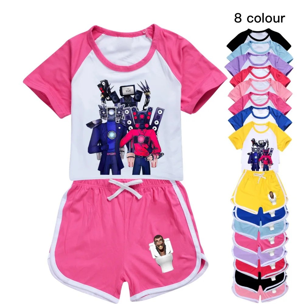 

Skibidi Toilet Kids Clothes Summer Baby Girls T shirt Pants Set Boys Casual Short Tops Suit toddler Children pajamas clothes2650