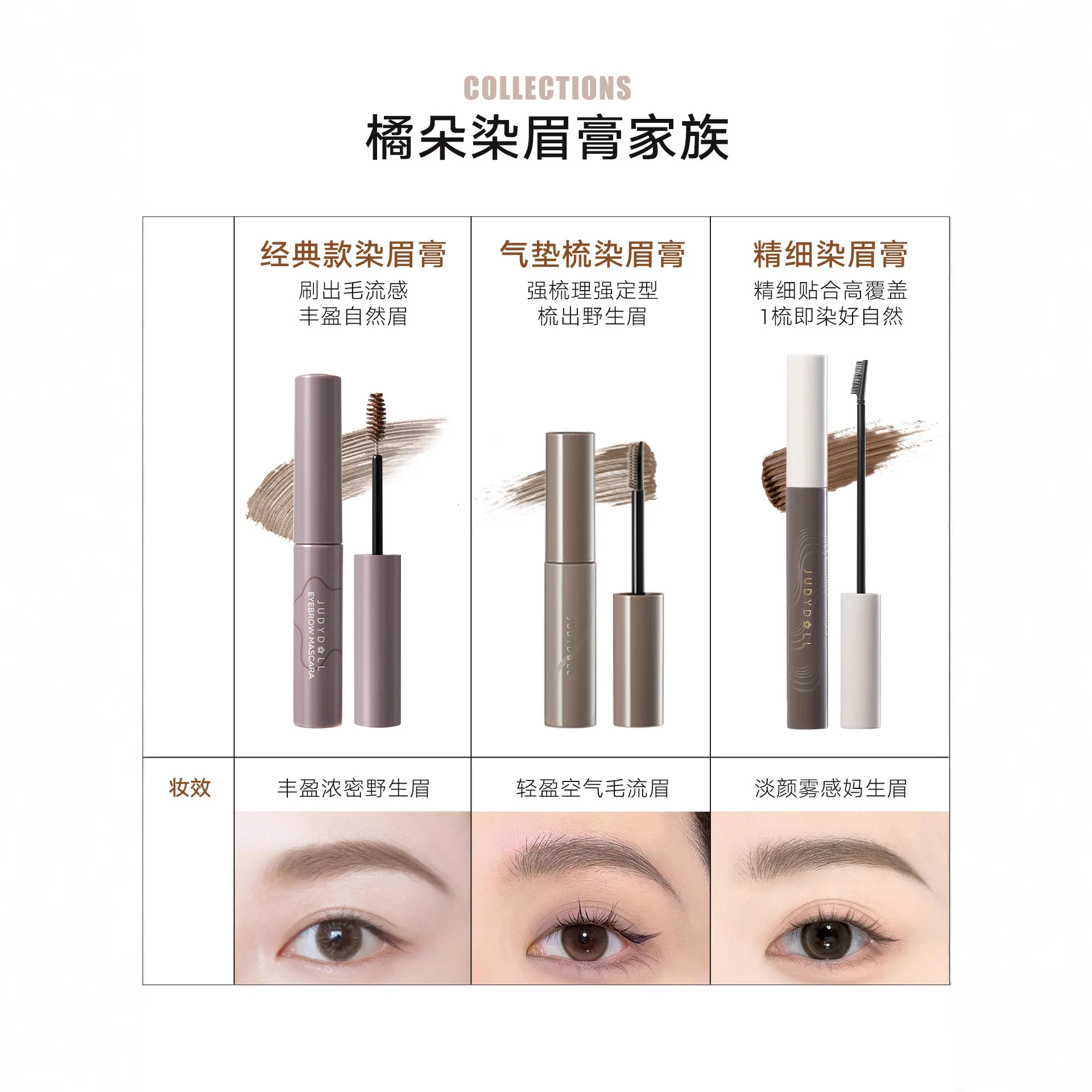 Judydoll Tintura per sopracciglia Trucco naturale a lunga durata Timbro per matita per sopracciglia tridimensionale in gel per sopracciglia marrone 3D