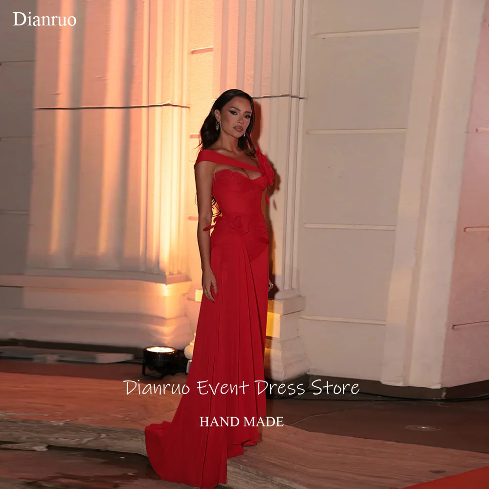 

Dianruo Floral Vibrant Evening Dresses Asymmetric Neckline Birthday Dresses Chiffon Dresses For Special Occasions Customized