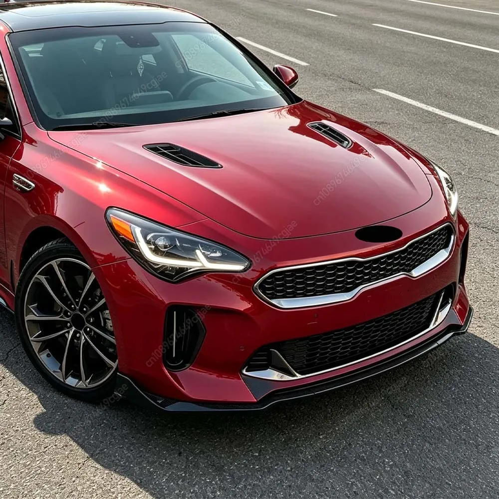 Car Front Bumper Splitter Lip Spoiler Diffuser Guard ABS Gloss Black /Carbon Look Body Kit Cover For Kia Stinger GT 2018 To 2024 view 3