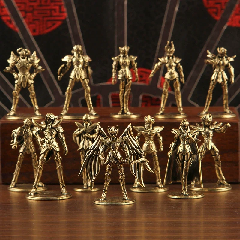 5cm Saint Seiya Anime-Figur, alte massive Retro-Kupferfigur, Zwölf-Tierkreiszeichen, Jungfrau-Modell, Spielzeug, Brettspiel, Messing-Ornamente, Sammlerstücke, Geschenke