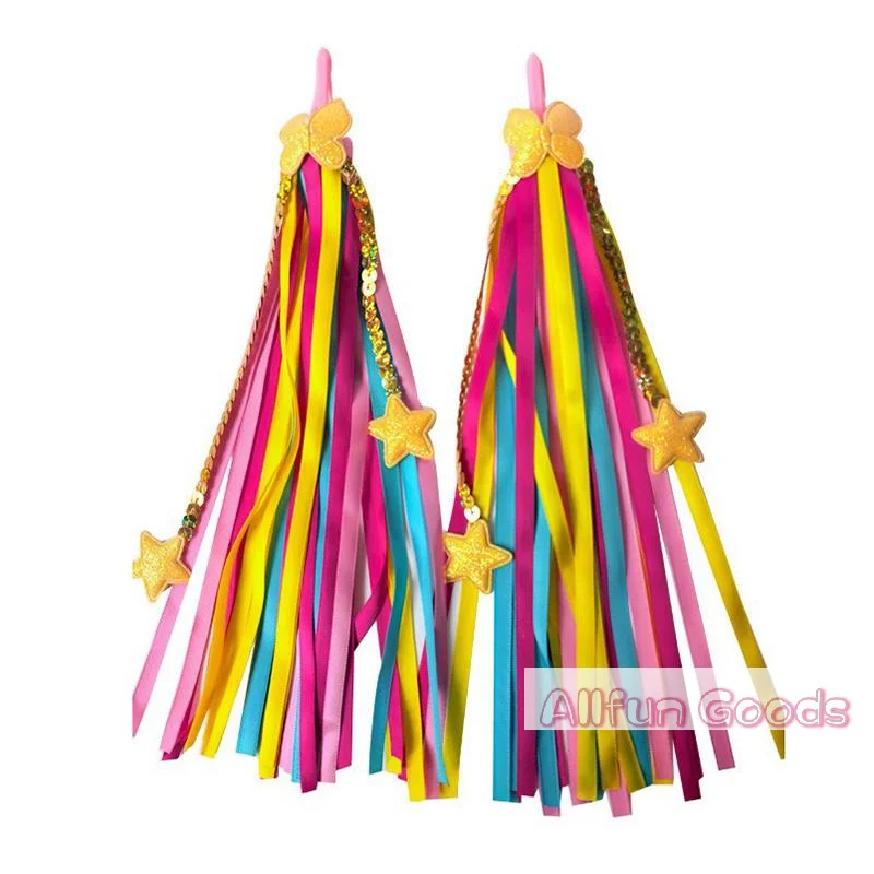 Cintas Decorativas para Manillar de Bicicleta y Patinete para Niños, con Borlas Coloridas y Fluorescentes, Accesorio para Bicicletas Infantiles