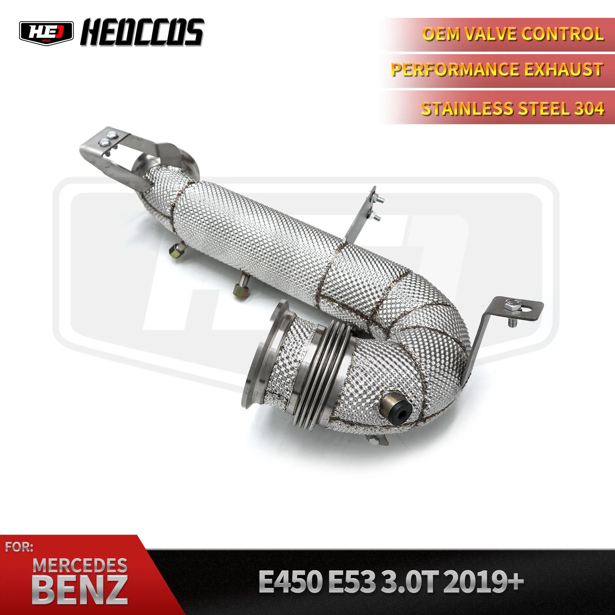 

HEO For Mercedes Benz M256 GT43 GT50 CLS53 E53 GLE53 GLE450 E450 Performance Exhaust Downpipe with Heat Shield Premium Quality