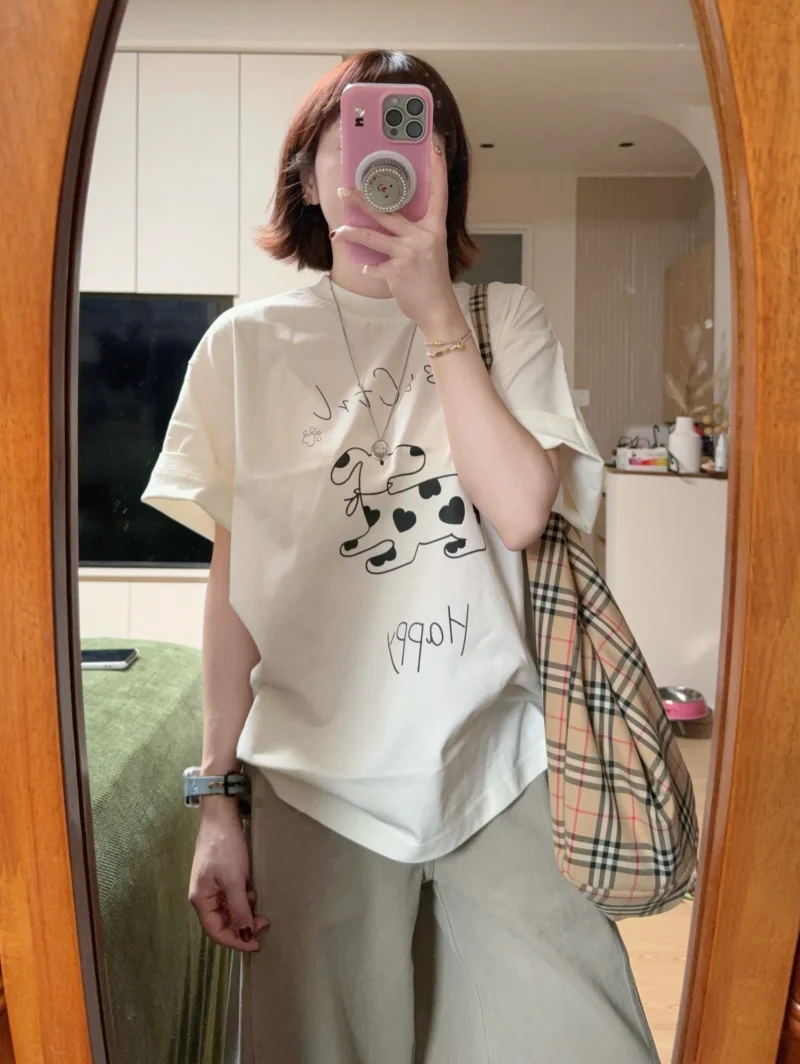 

White Loose Cotton Short Sleeve T-Shirt Women's Summer New Style Student Lazy Style Versatile Pure Cotton Half Sleeve Top