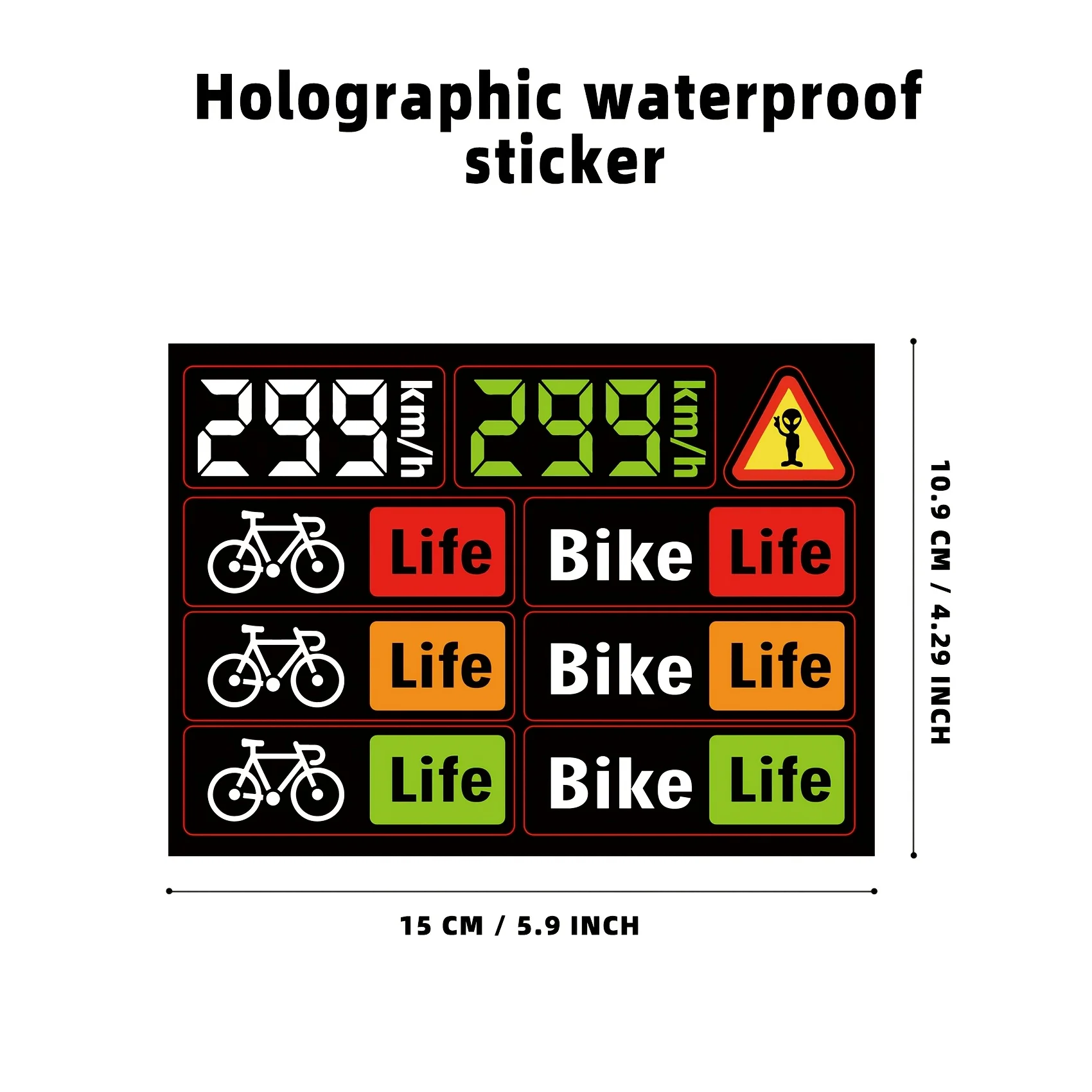 Holographic Laser Bicycle Sticker Set Waterproof Vinyl Decal 299KM/H Speedometer Reflective Bike Moto Decoration