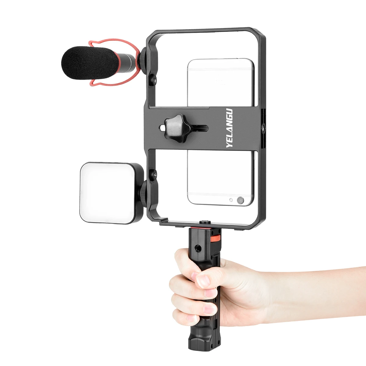 YELANGU Smartphone Video Stabilizer Rig Cage ABS for iPhone Android with Cold Shoe Mount Grip Tripod Mount for Filmmaking Vlog