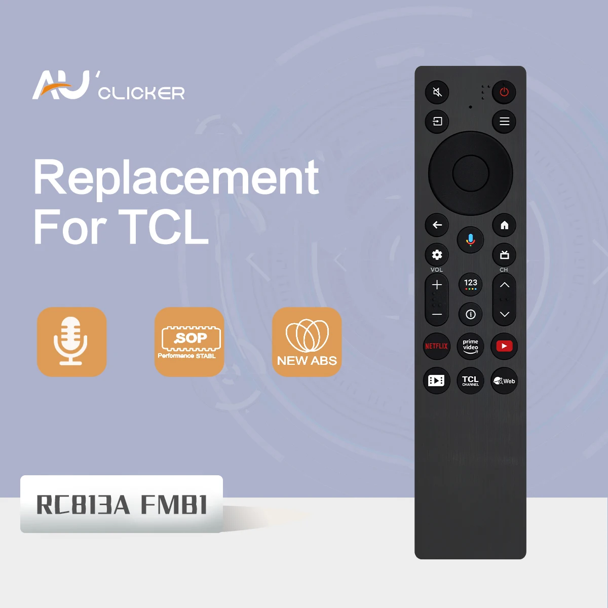 

RC813A FMB1 замененный голосовой пульт дистанционного управления, подходящий для TCL 55/65/75 C755 P71K P81K P61K S51K C61K серии Smart OLED TV