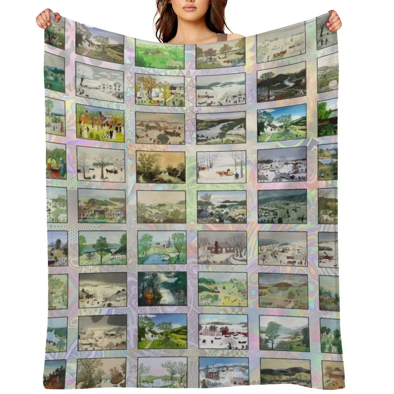 

Grandma Moses Throw Blanket For Decorative Sofa Picnic Nap Flannels Blankets