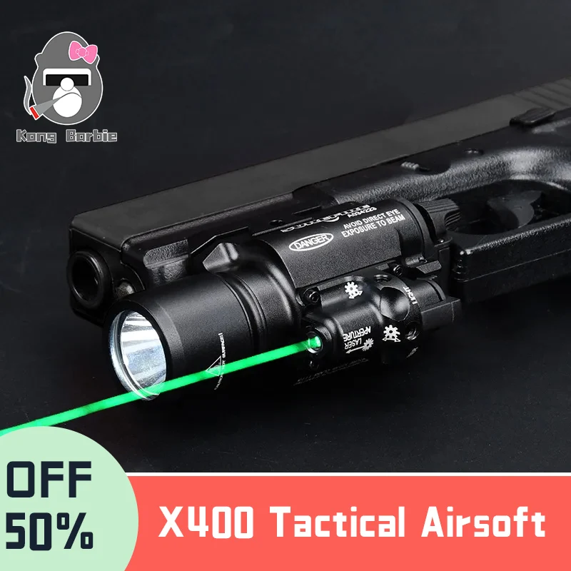 Surefir X400 Tactical Airsoft Hanging Weapon Scout Light 600lumens LED Pistol Flashlight With Green Red Laser indicator X300