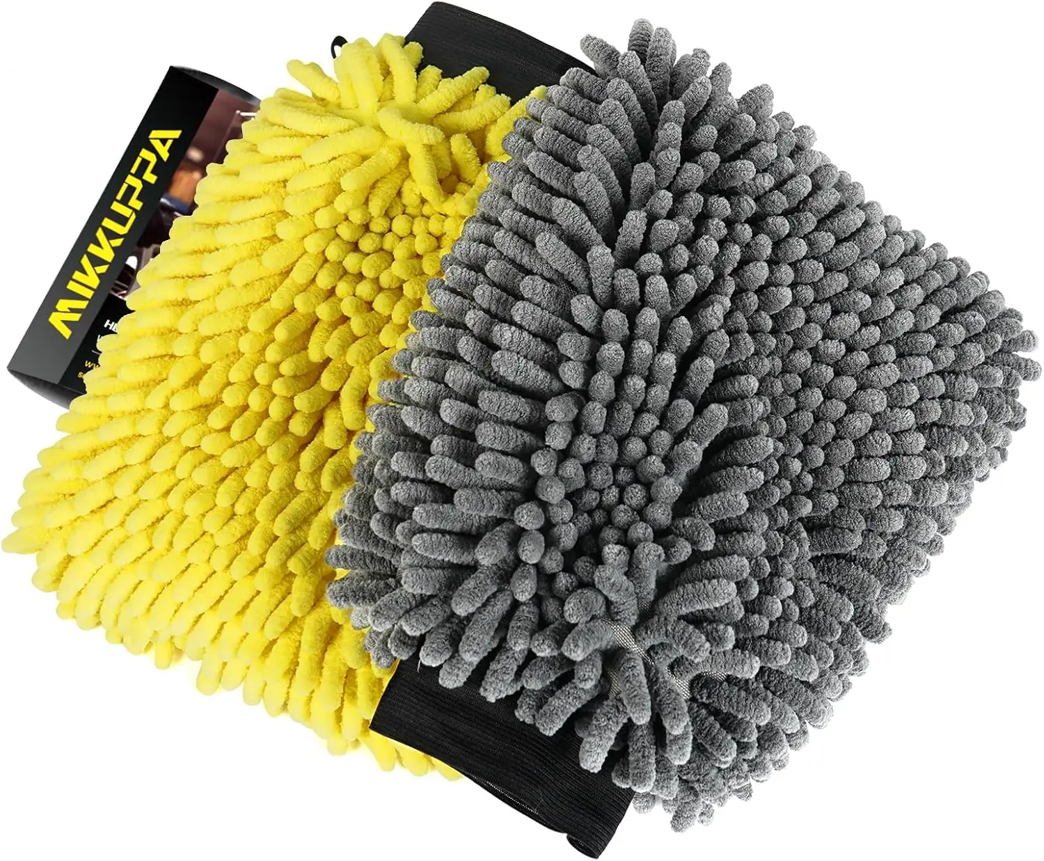 

MIKKUPPA Car Wash Mitt Microfiber - Double-Sided Chenille Scratch Free Mitt with Waterproof Inner for Car Washing Home Cleaning