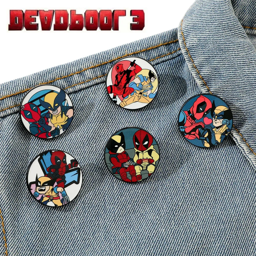 5pcs Marvel Deadpool 3 Metal Brooch Decorated with Wolverine Badge Cartoon Creative Cute Spider-Man Dripping Oil Alloy Pin