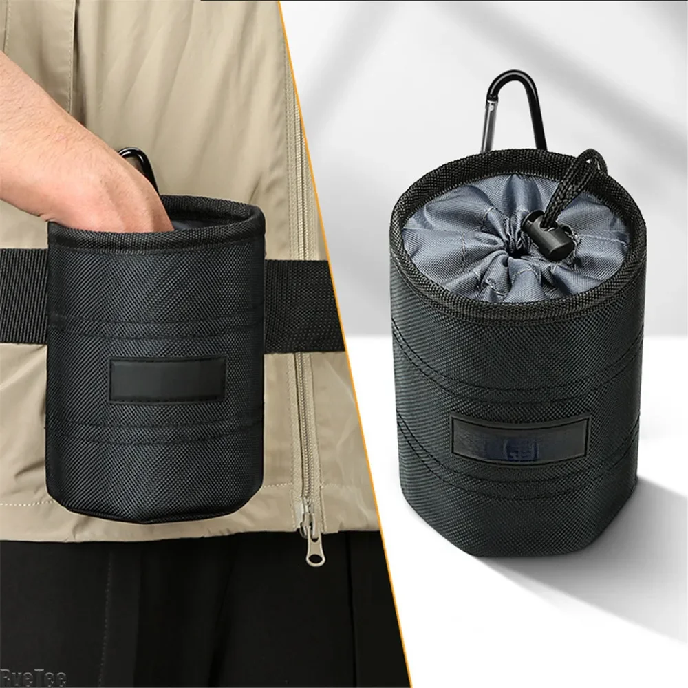 Cylinder Nail Screw Storage Bag with Buckle Can Tighten Tool Bag for Carpenter Electrician