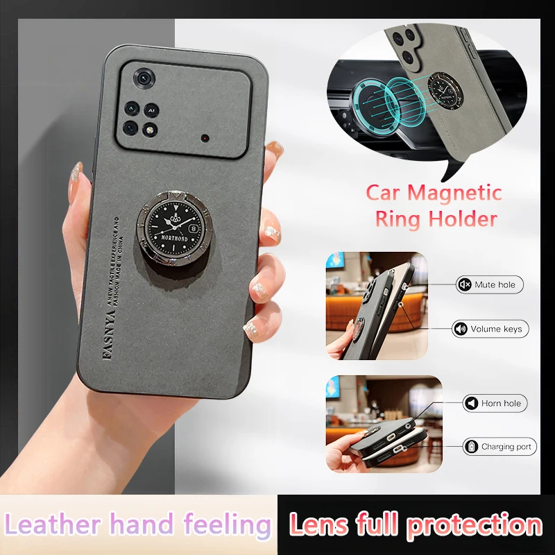 For Xiaomi Poco M4 Pro 4G Case Magnetic Holder Ring Phone Case For Poko Little M 4 4M PocoM4 M4Pro Shockproof Leather Back Cover