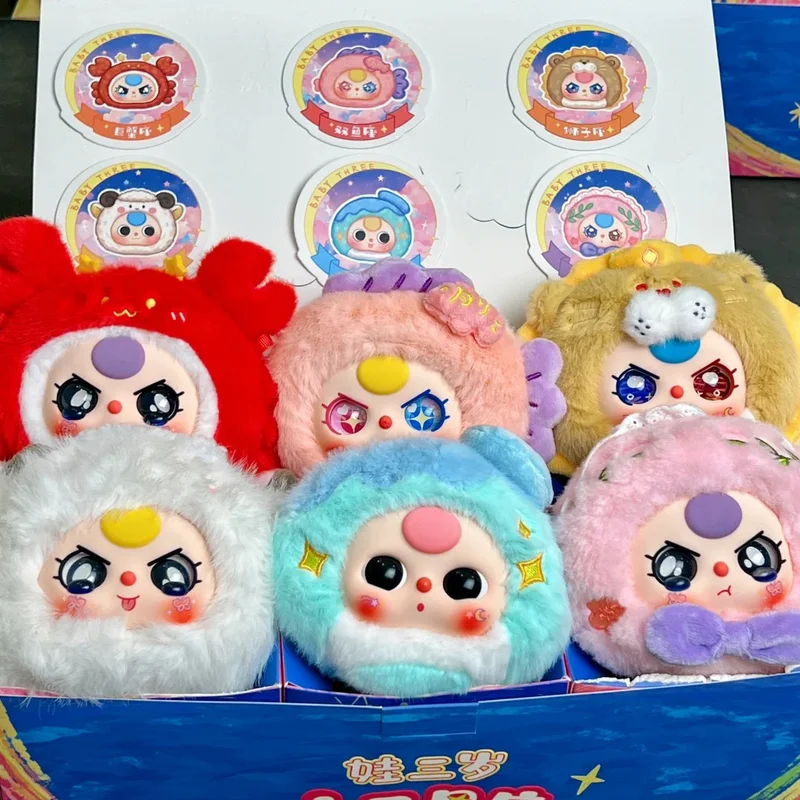 Genuine Baby Three 12 Constellation Blind Box Bag Kawaii Tide Play Fluffy Doll Mystery Box Aquarius Libra Scorpio Kid Xmas Gift