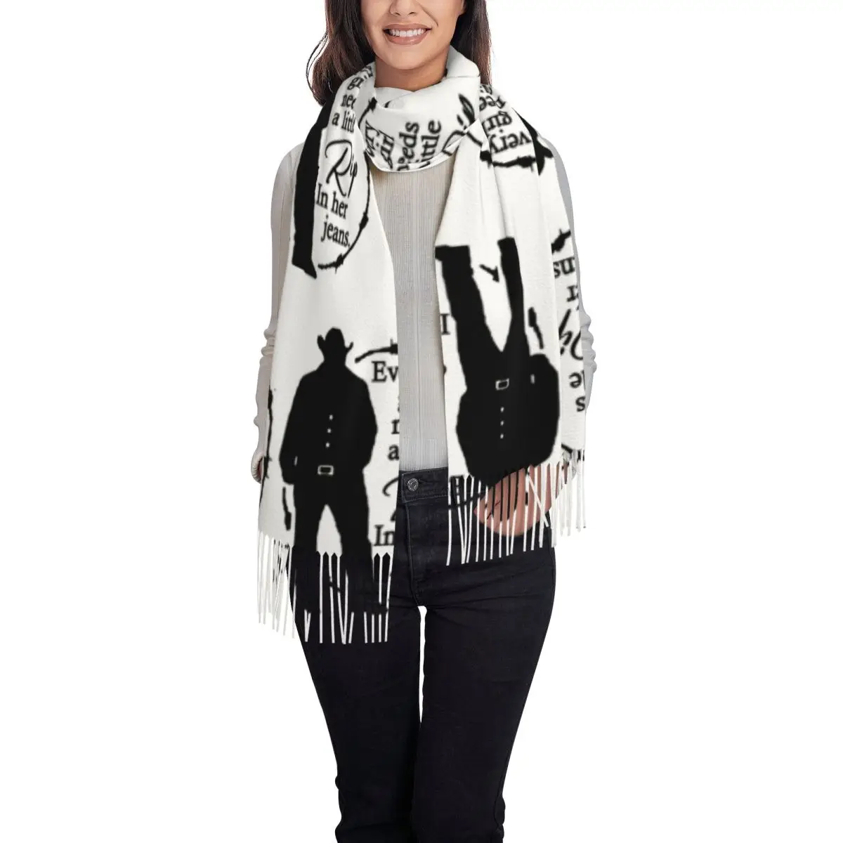 Every Girl Needs A Little Rip In Her Jeans Scarf Tassel Scarves for Women Soft Warm Shawls and Wraps Long Fall Winter Shawl Wrap