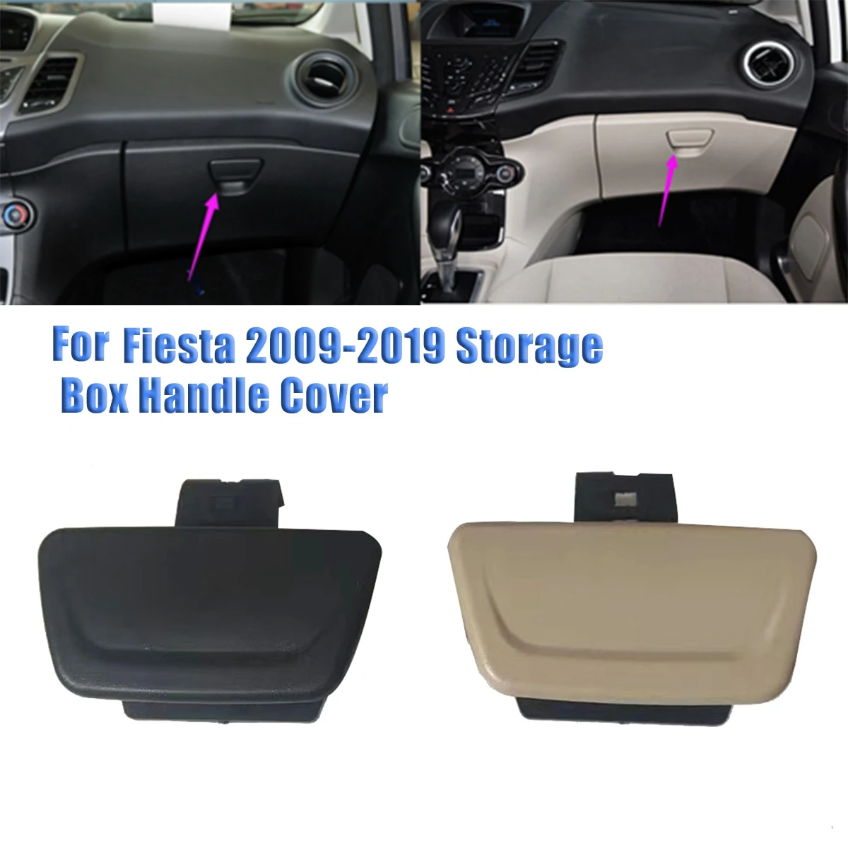 BE8Z-6306072-AB Car Glove Box Lid Latch Lock Handle for Ford Fiesta 2009-2019 Black Box Handle Cover BE8Z6306072AB