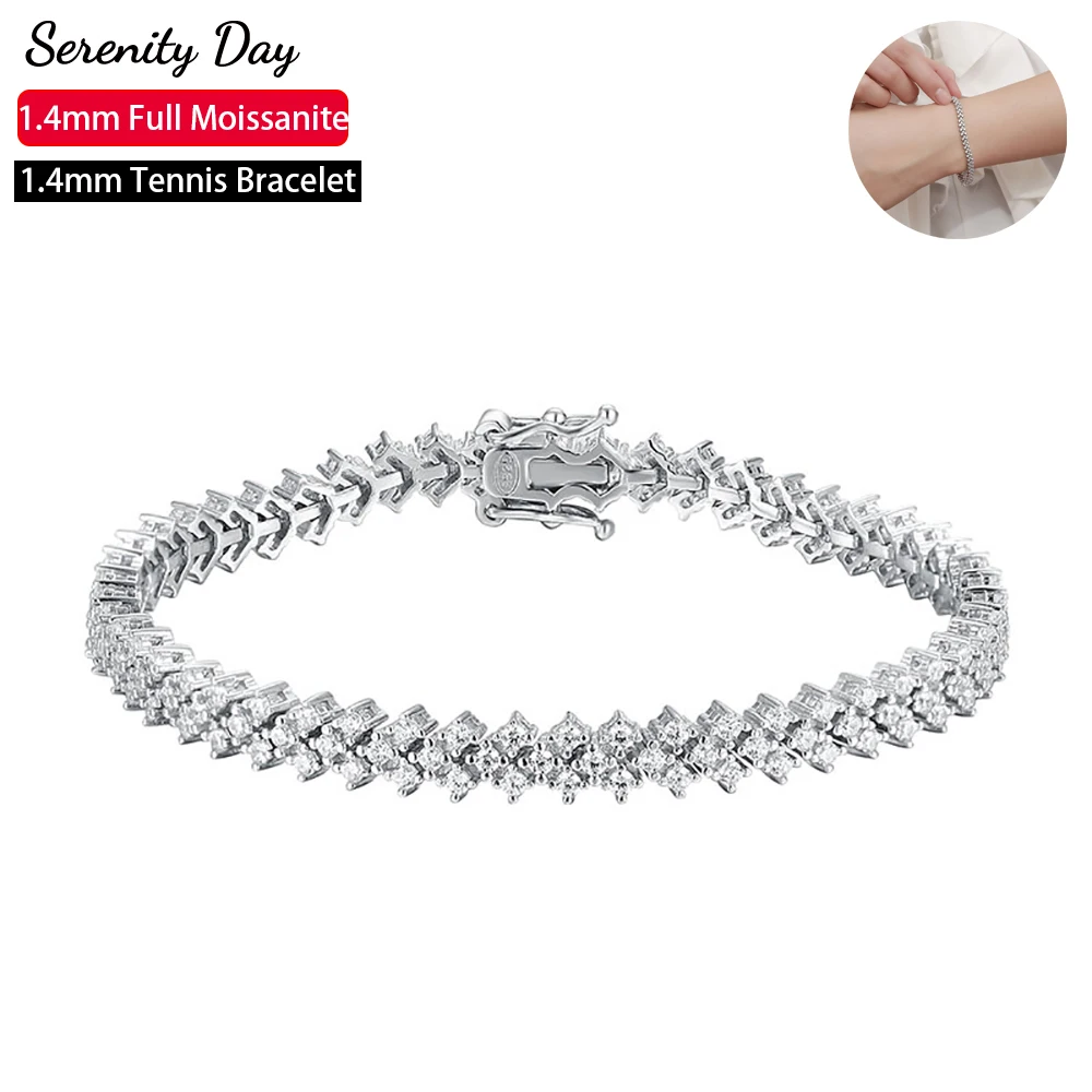 

Serenity Real D Color Moissanite Tennis Bracelet For Women Gift S925 Sterling Silver Sparkling Bracelet Plated 18K Fine Jewelry