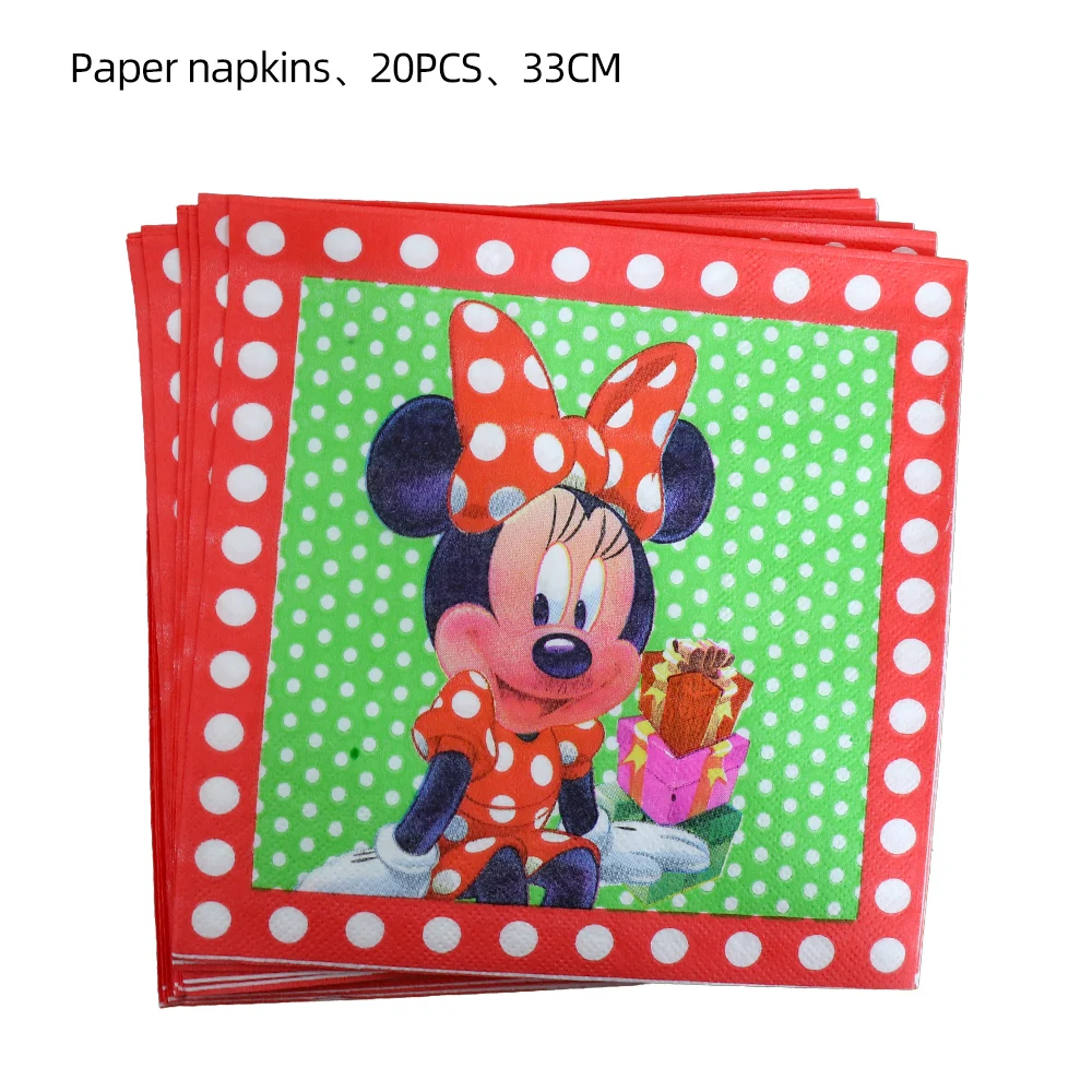 

Red Minnie Mouse Theme Disposable Tableware Party Supplies Cup Plate Napkin Bag Baby Shower DIY Girl Kid Birthday Party Decor