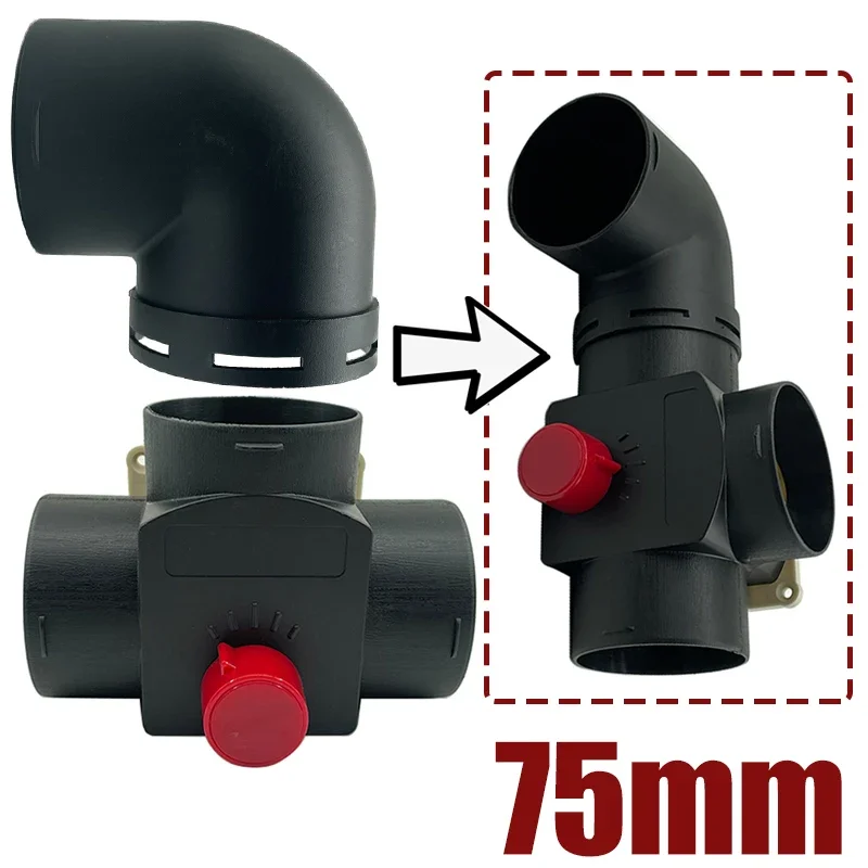 

75mm/3inch Ducting Pipe Warm T Branch with L Branch Tube Air Outlet Vent Hose Clip For Eberspacher Webasto Regulating Flap Valve