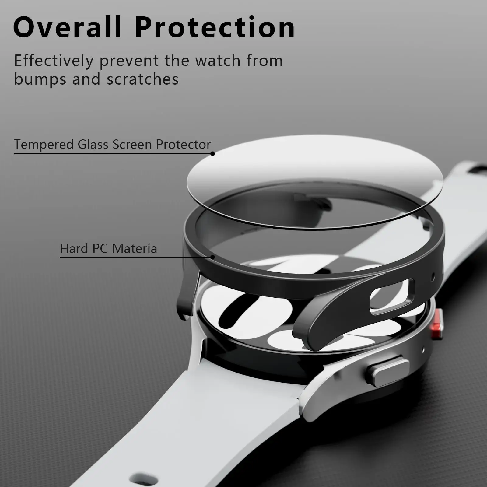 Szkło + etui do Samsung Galaxy Watch 6 40mm 44mm, osłona ekranu PC folia ze szkła hartowanego do Samsung Galaxy watch 6 40 mm 44mm