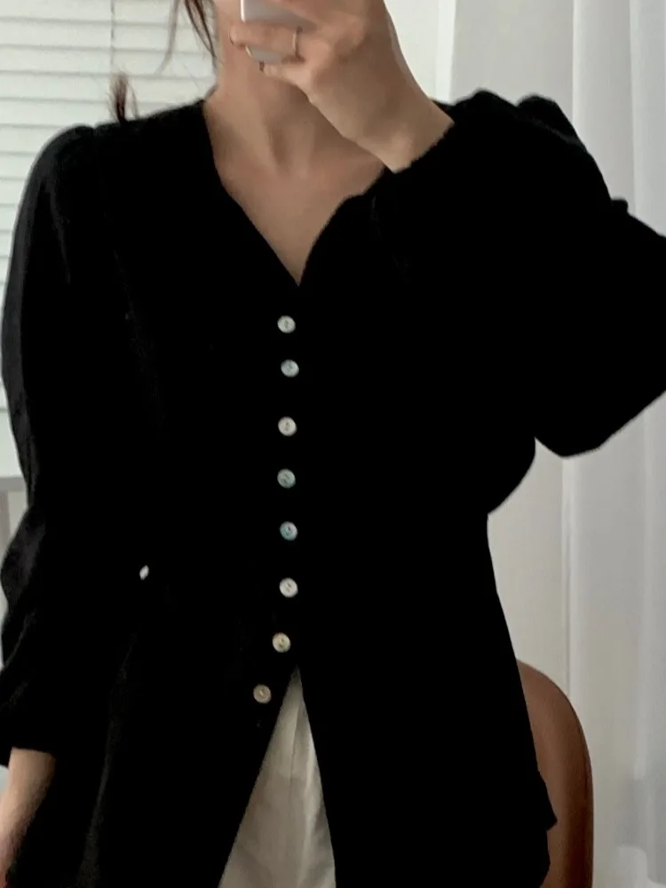 Chic Long Sve Sun Protection irt ell Button Design Beautiful Knot Detailing Spring Autumn Faion Commute Sle Women'...