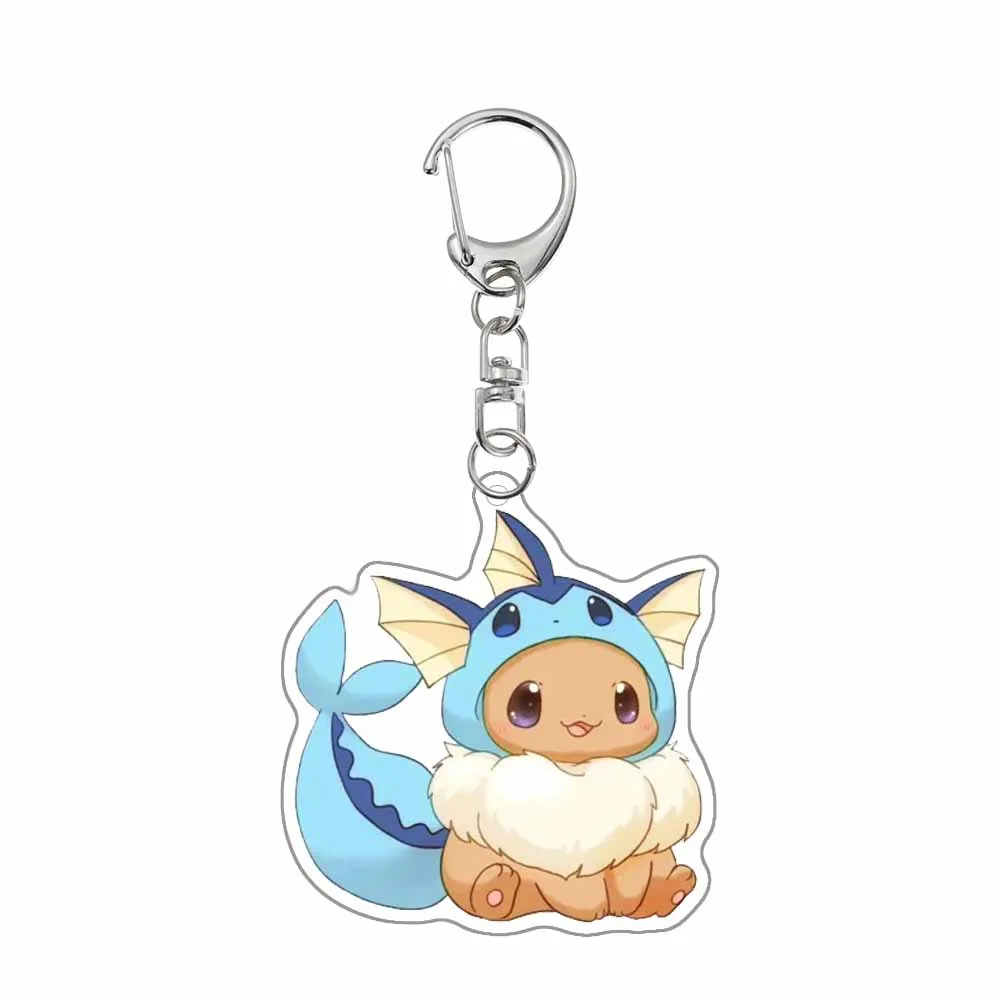 Pokemon Eevee Cosplay Vaporeon Flareon Espeon Sylveon Jolteon Glaceon Leafeon Umbreon Acrylic Keychain Pendant Decoration