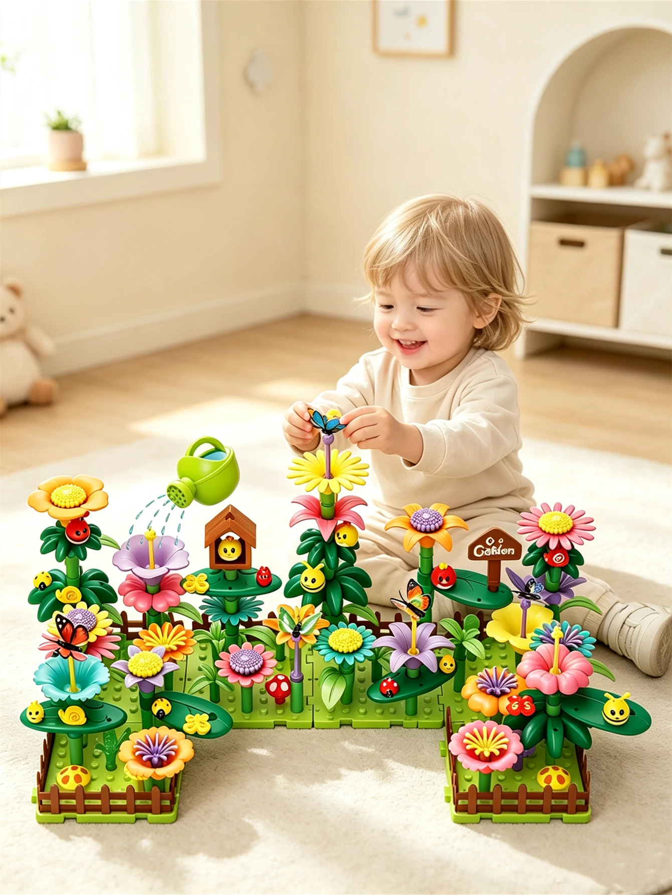 Flower Garden Building Blocks Toys for Kids,DIY Pretend Gardening STEM Educational Toy Kids Puzzle Playset