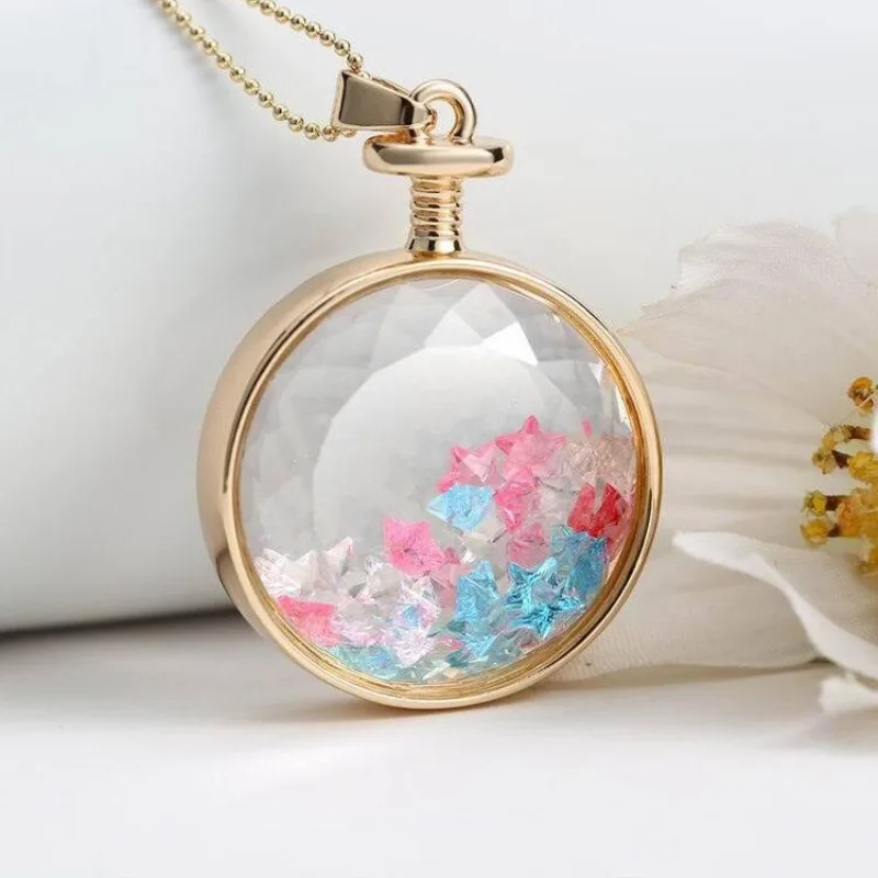 

Fortune’s Keeper Gift Glass Box DIY Hollow Design Colored diamond and crystal necklace Sweater chain Fashion Jewelry Xmas Gift