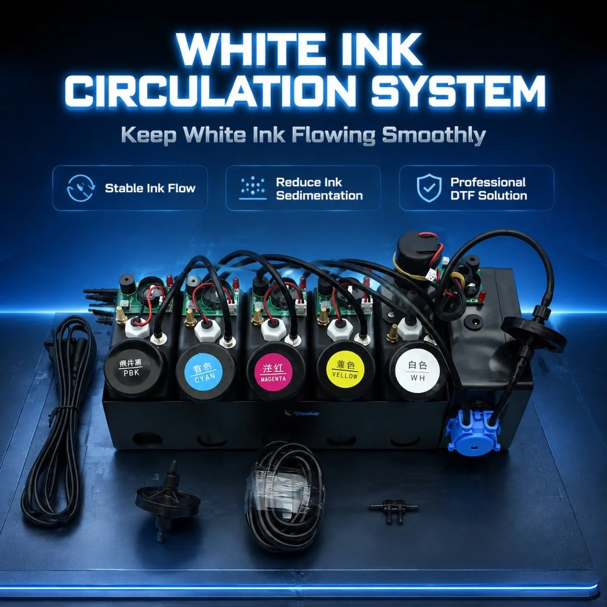 250ML DIY UV Led White Ink Shake Stirrer Mixer Kit, CISS White Ink Circulation System For Printer Conversion Modification