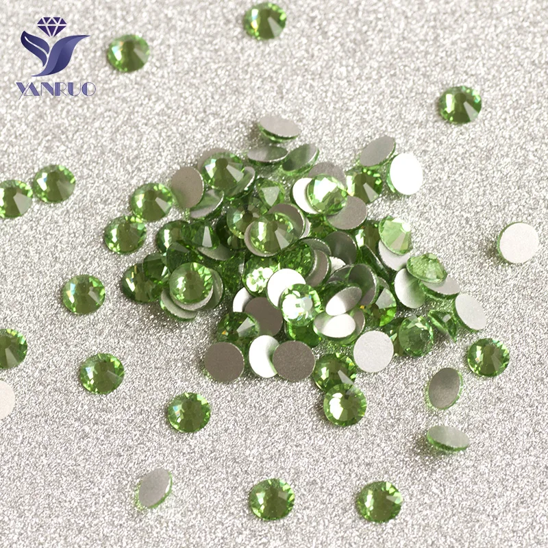 2058NoHF 1440pcs Peridot Glitter Non Hotfix Glass Flatback Rhinestones Nail Art Decoration DIY Fabric Design Crystal Accessories