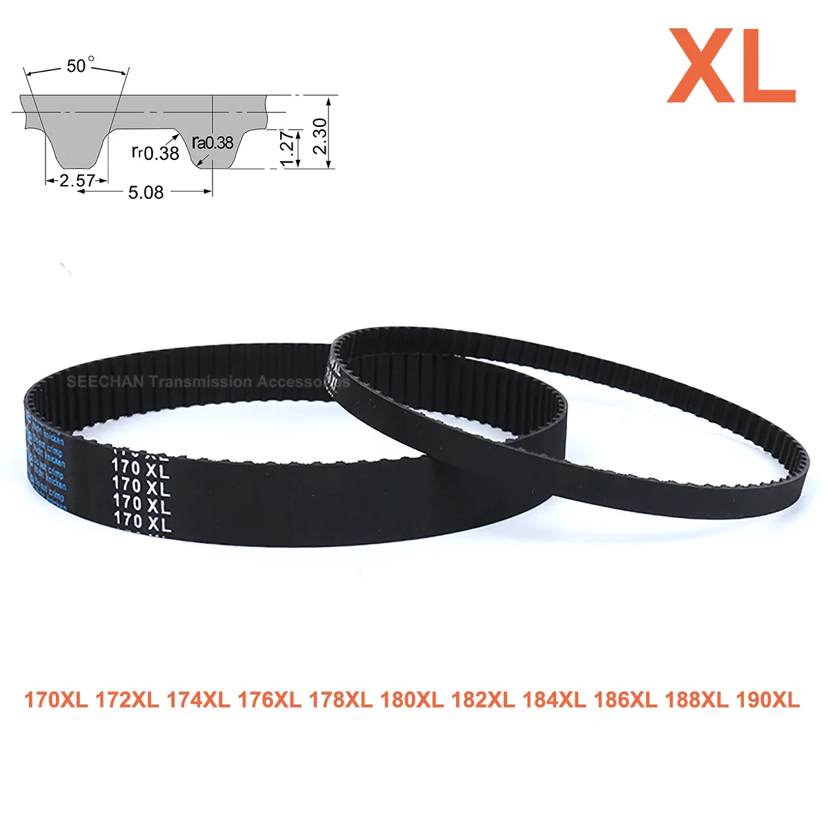 XL Rubber Timing Belt Width 10/12.7mm Closed Synchronous Belt 170XL 172XL 174XL 176XL 178XL 180XL 182XL 184XL 186XL 188XL 190XL