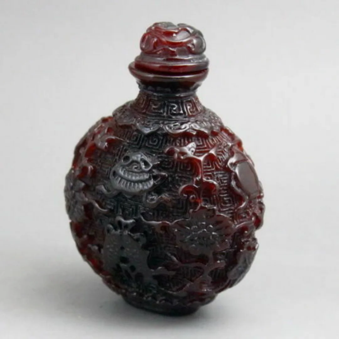 Old CHINESE SUPERB NATURAL HANDCARVED FLOWER SNUFF BOTTLE view 3