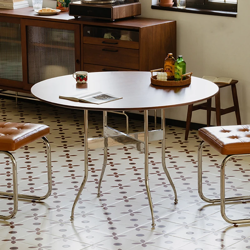 Luxury modern round solid wood dining table - restaurant eco-friendly home furniture
