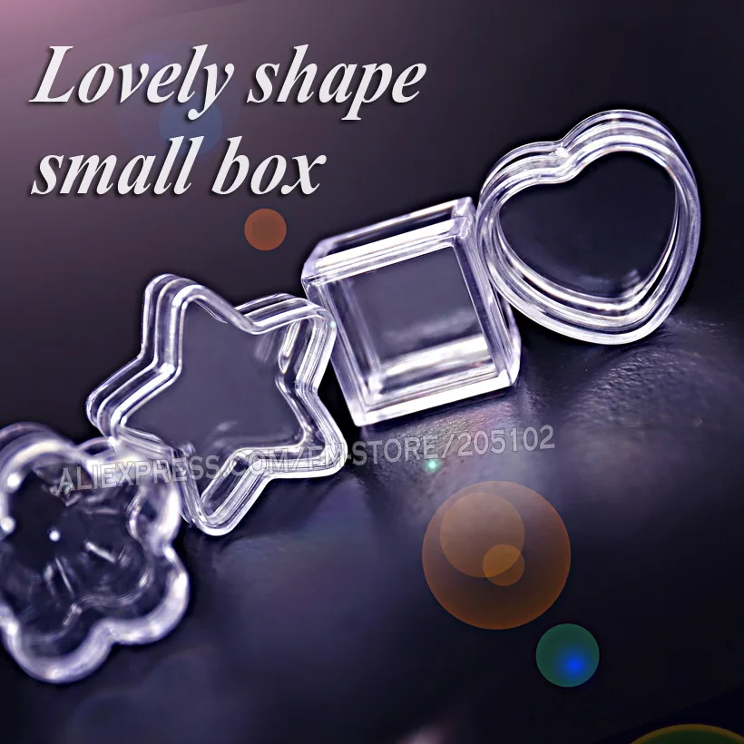 Unghie artistiche piccolo box acrilico trasparente contenitore star piazza rotonda cuore per profumo diy accessorio dei monili perline di plastica