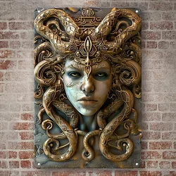 Medusa-Inspired Aluminum Wall Sign, Decorative Metal Plaque for Home, Living Room, Bar, Farmhouse Decor, Versatile Hanging Art