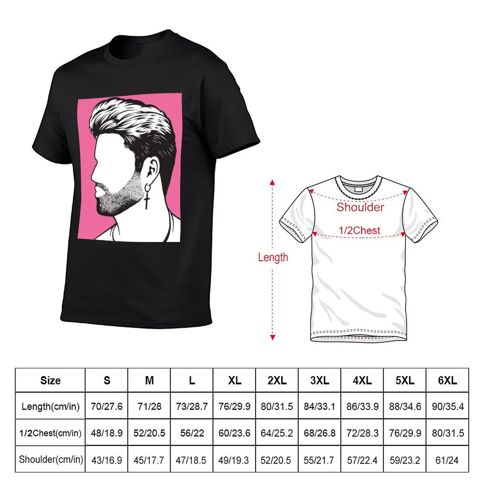 Pink background George michael image black gift T-Shirt heavyweights anime t shirt men