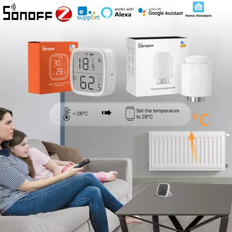 SONOFF SNZB-02D Zigbee สมาร์ทอุณหภูมิความชื้นเซนเซอร์ Real-time Monitor ทํางานร่วมกับ TRV ผ่าน Ewelink Alexa Google Home Assistant