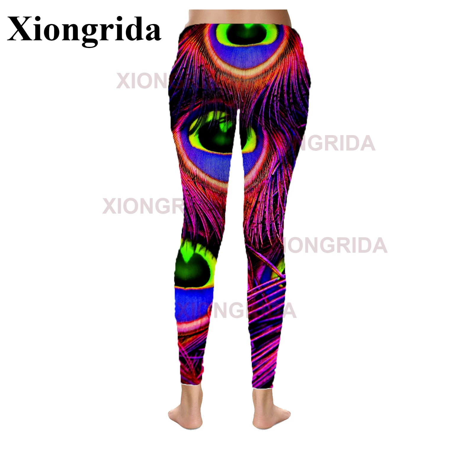 Peacock Feathers Pants Women Colorful 3D Animal Feather Print Leggings Sexy Push Up Breathable Yoga Sports Tights