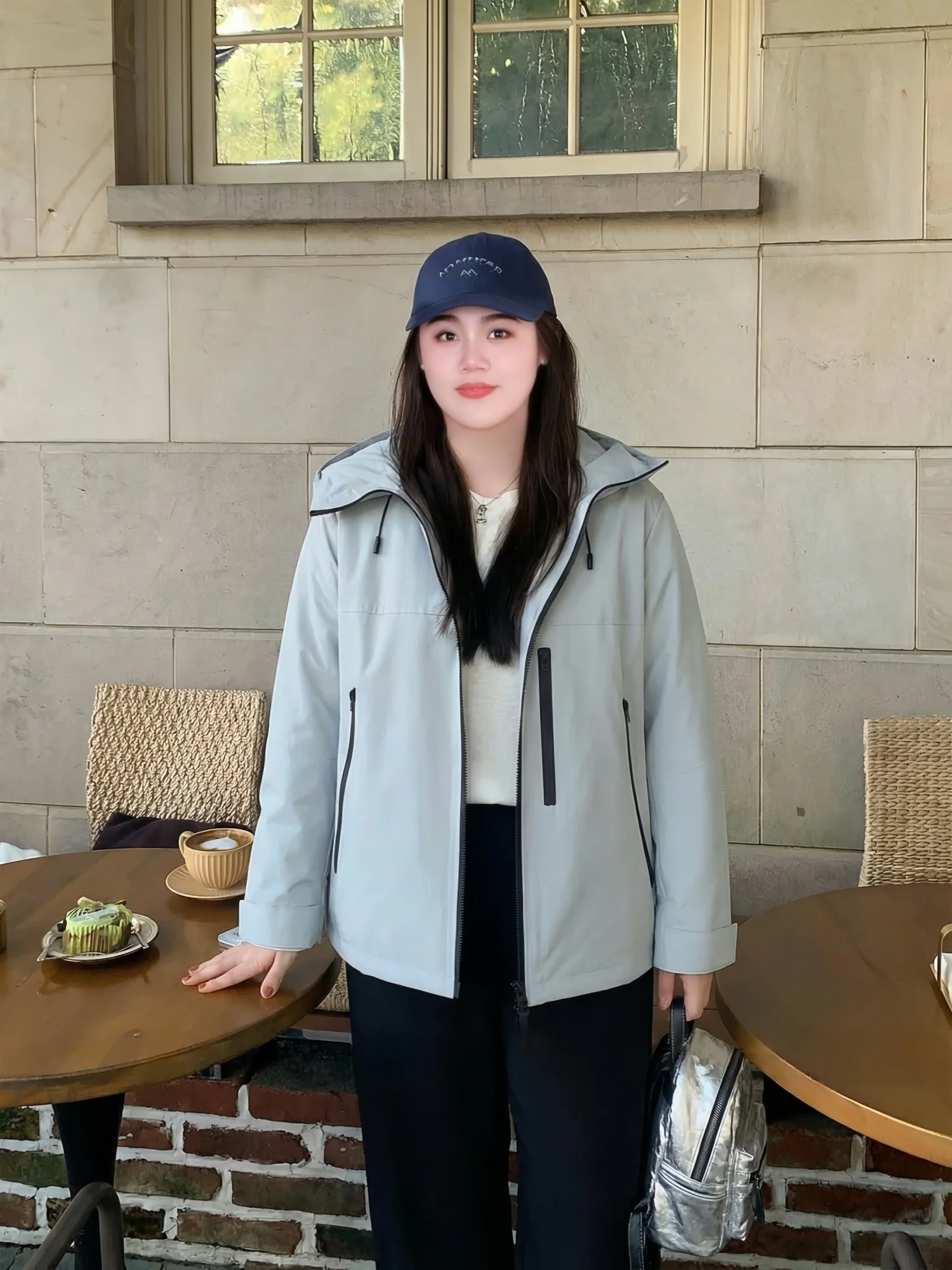 

Spring Large Size Women's Jacket Hooded Soft Windproof Anti-aging Casual Outerwear Polyester Fiber Long Sleeve Coat