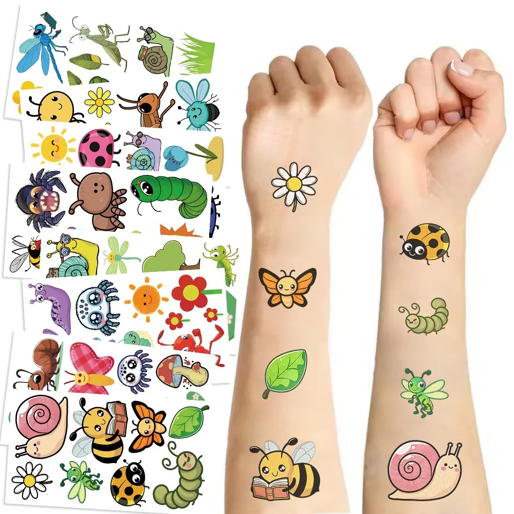 

10PCS Children's Cartoon Insect Tattoo Sticker Cute Fun Waterproof Party Gift Temporary Sticker