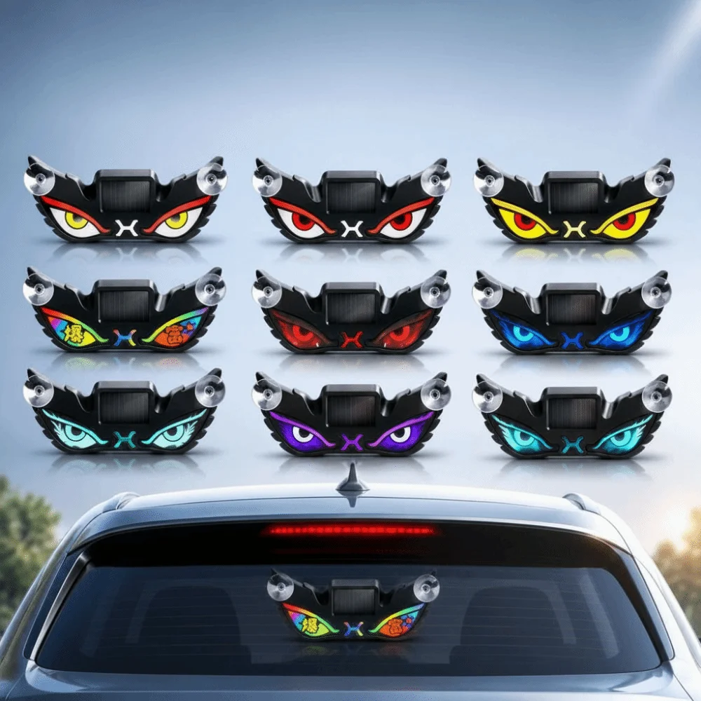 Suction Cup Solar Powered Car Neon Light Rechargeable Solar Powered Smart LED Lights Dynamic Light Modes Vibration Sensing