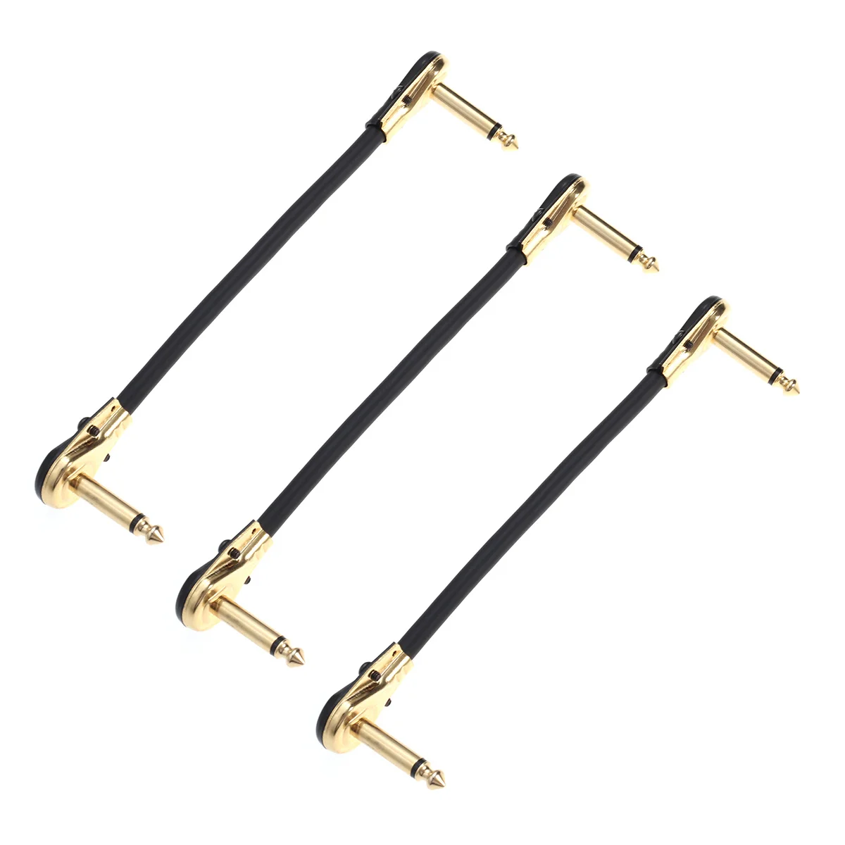 

3pcs Right To Right Instrument Cables Guitar Patch Cables For Bass Keyboard Effect Pedals 15Cm Gold-Plated Head Heavy Duty Metal
