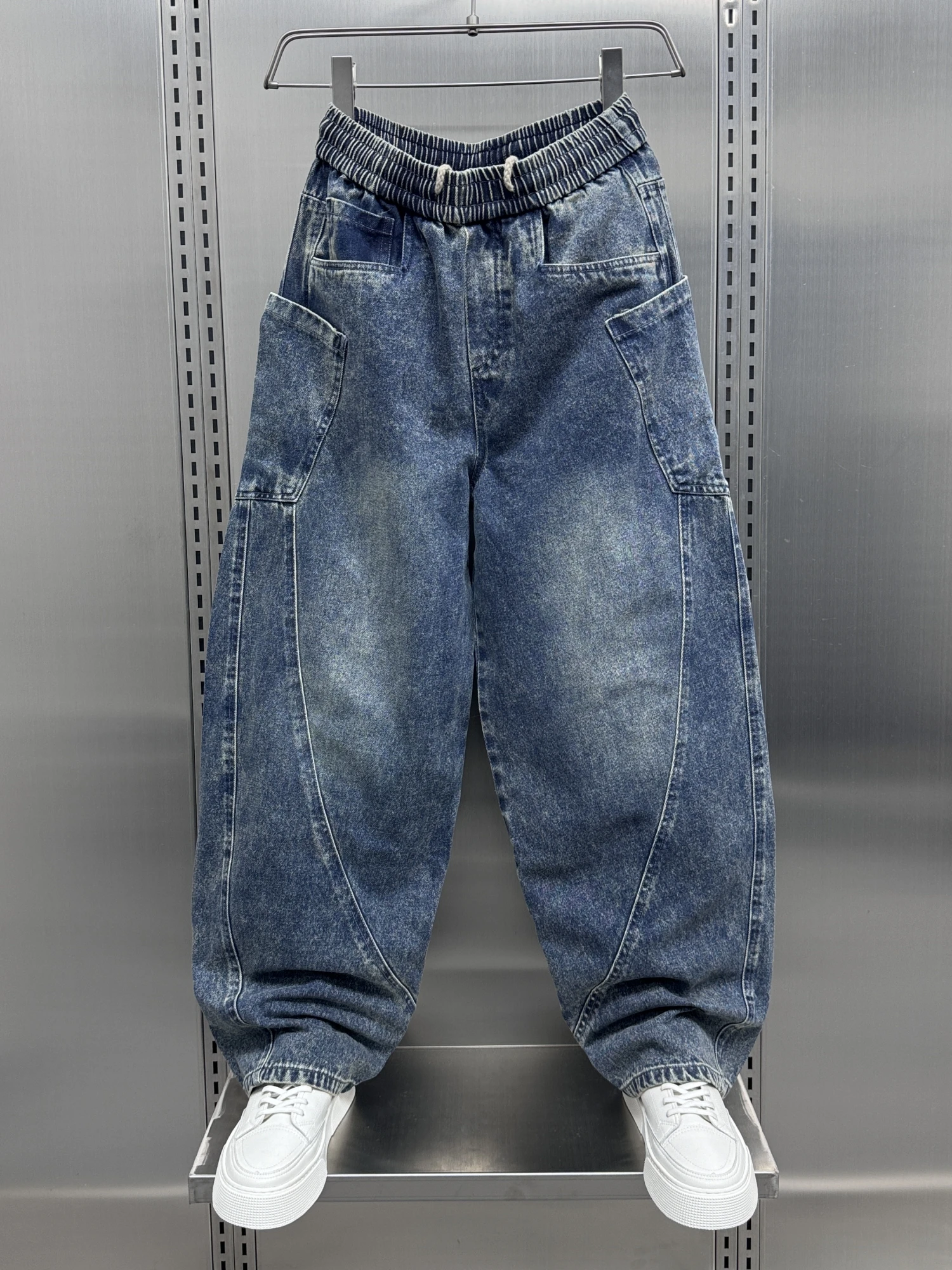 

Модные американские повседневные джинсы-карго для мужчин, весенне-осенние, свободные, прямые, рабочие брюки