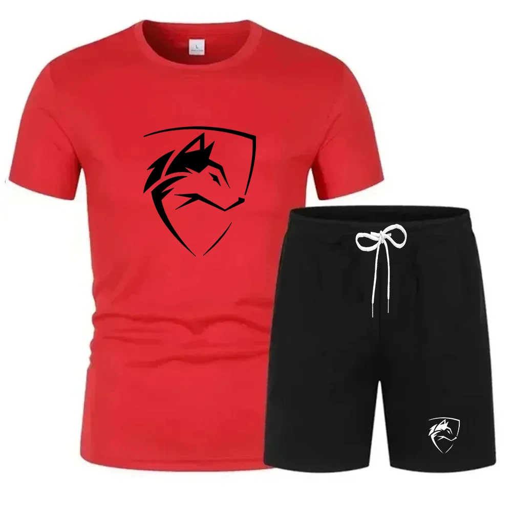 Wolf print classic T-shirt, simple round neck design, breathable, suitable for both men and women. Short-sleeved top, men's T-sh