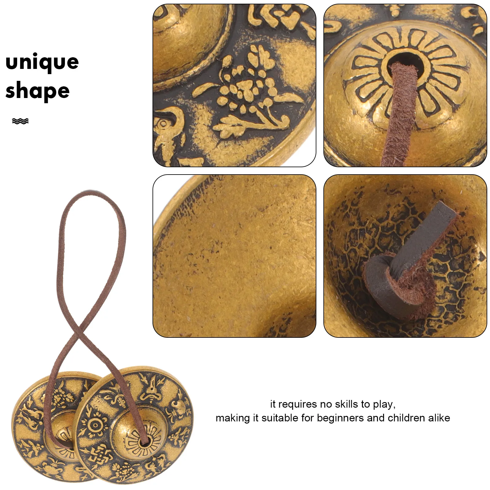 مجموعة الصنج Tingsha النحاسية للتأمل واليوجا والطقوس الروحية أداة قرع الصوت الرنين واضحة فنغ شوي