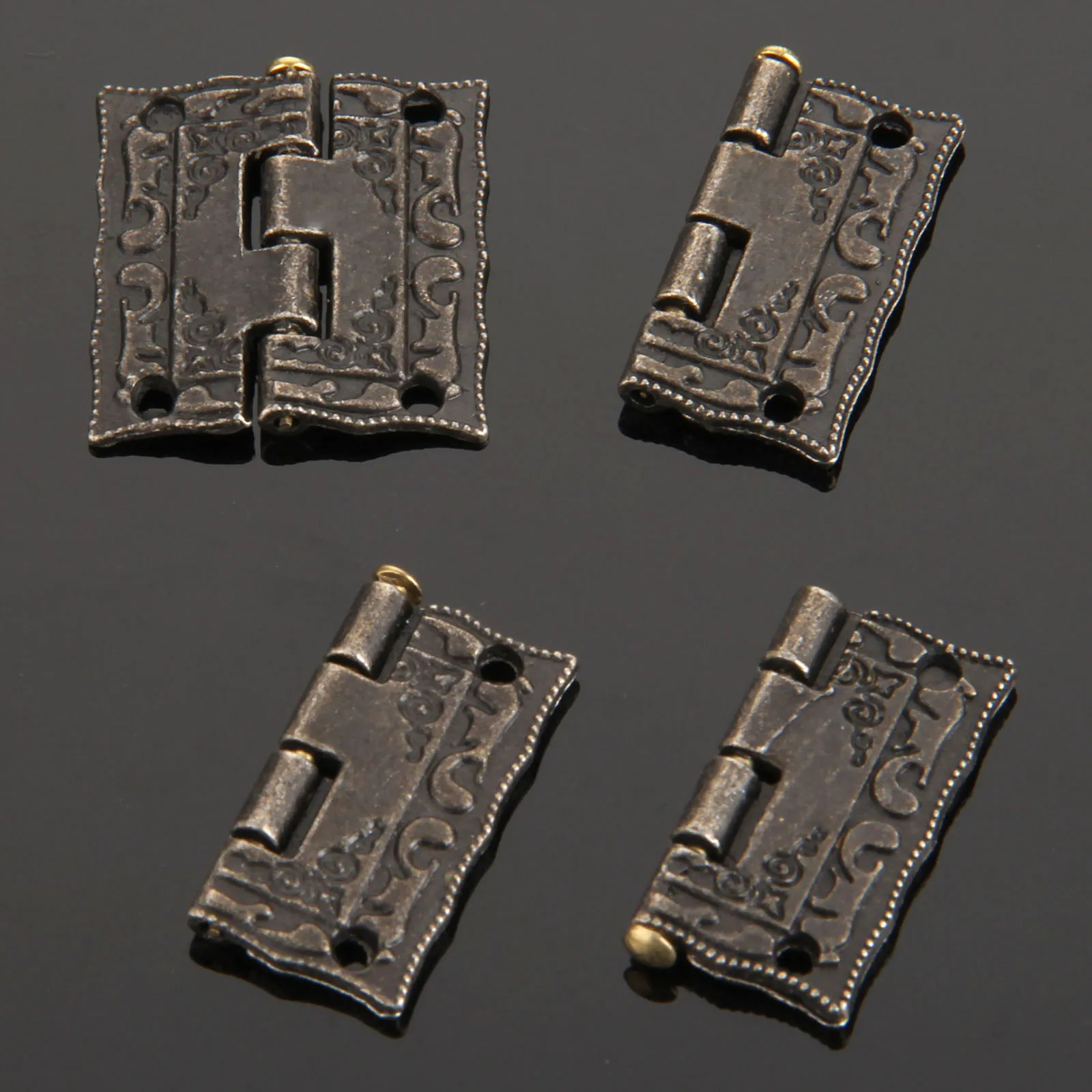 4Pcs Vintage Jewelry Boxes Small Hinge Antique Bronze Cabinet Hinges Furniture Accessories Furniture Fittings With Screws