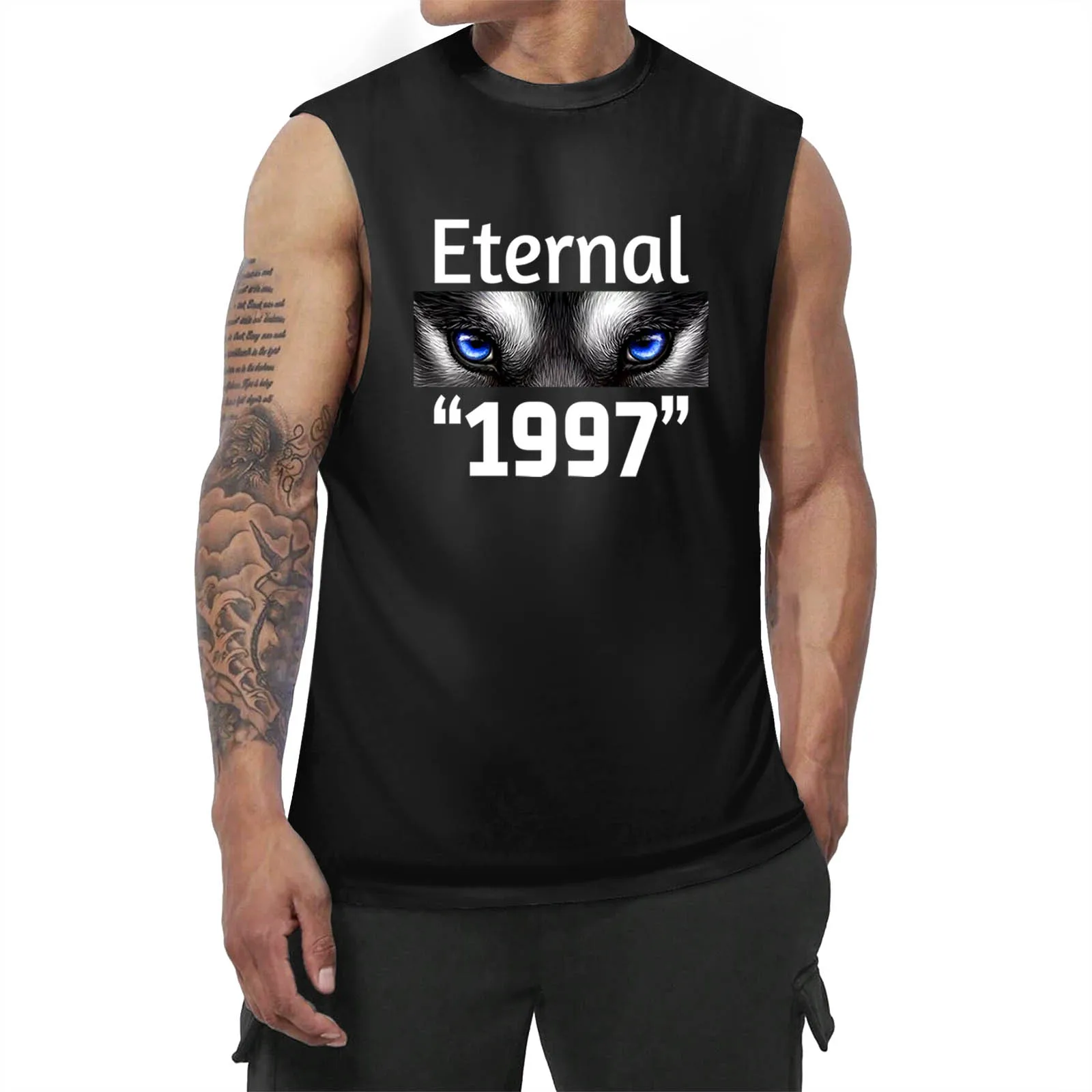 Men's Bottom Shirt Eternal 1977 Eyes Print O Neck Outdoor Street Sleeveless Printed Clothing Athletic Casual Big & Tall Tank Top